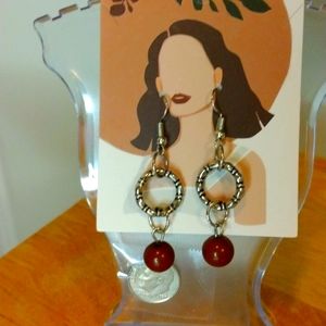 Silver tone hoops and beaded earrings, dangle